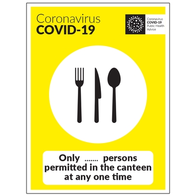 COVID-19 Persons Permitted In The Canteen Sign COVID-19 Persons Permitted In The Canteen Sign